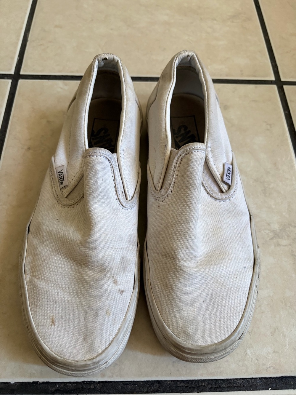 Vans Slip-On Canvas Sneakers in Off-White